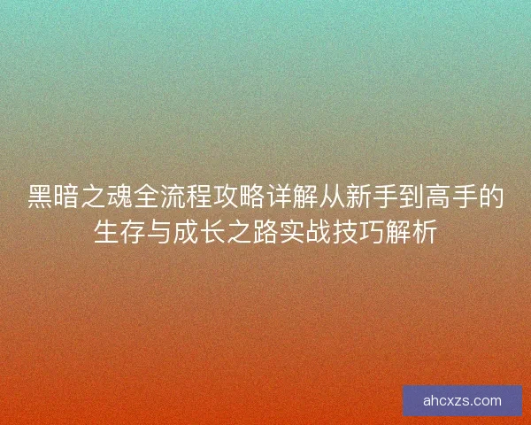黑暗之魂全流程攻略详解从新手到高手的生存与成长之路实战技巧解析