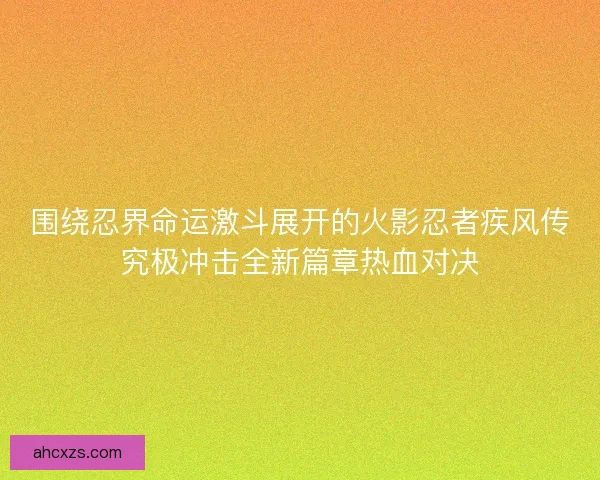 围绕忍界命运激斗展开的火影忍者疾风传究极冲击全新篇章热血对决